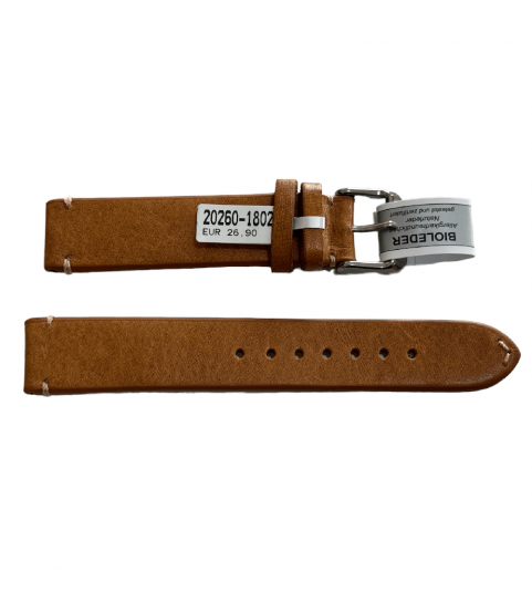 Mokka beige leather strap with stitch 18 mm